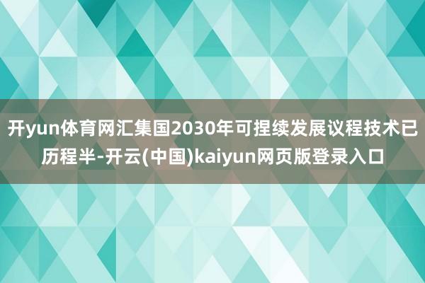 开yun体育网汇集国2030年可捏续发展议程技术已历程半-开云(中国)kaiyun网页版登录入口