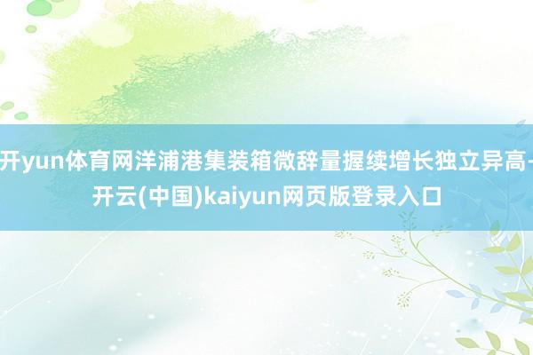 开yun体育网洋浦港集装箱微辞量握续增长独立异高-开云(中国)kaiyun网页版登录入口