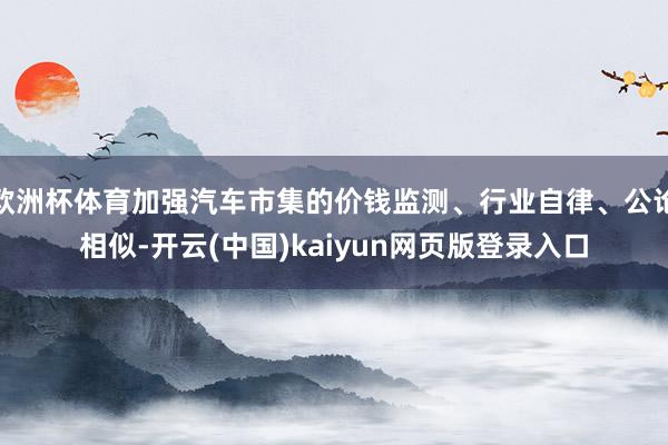 欧洲杯体育加强汽车市集的价钱监测、行业自律、公论相似-开云(中国)kaiyun网页版登录入口