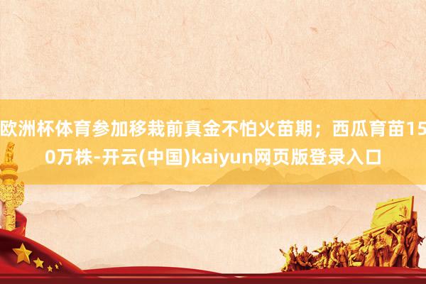 欧洲杯体育参加移栽前真金不怕火苗期；西瓜育苗150万株-开云(中国)kaiyun网页版登录入口