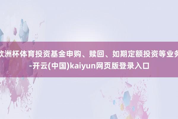 欧洲杯体育投资基金申购、赎回、如期定额投资等业务-开云(中国)kaiyun网页版登录入口