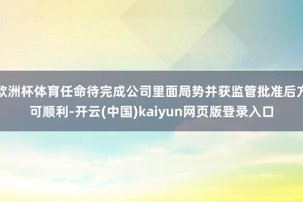欧洲杯体育任命待完成公司里面局势并获监管批准后方可顺利-开云(中国)kaiyun网页版登录入口