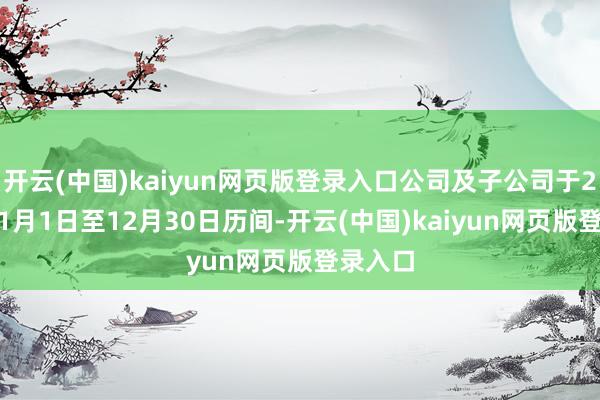 开云(中国)kaiyun网页版登录入口公司及子公司于2024年1月1日至12月30日历间-开云(中国)kaiyun网页版登录入口